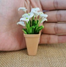 3 Bunch Calla Lily Artificial White Flower Miniature Dollhouse Fairy Decor