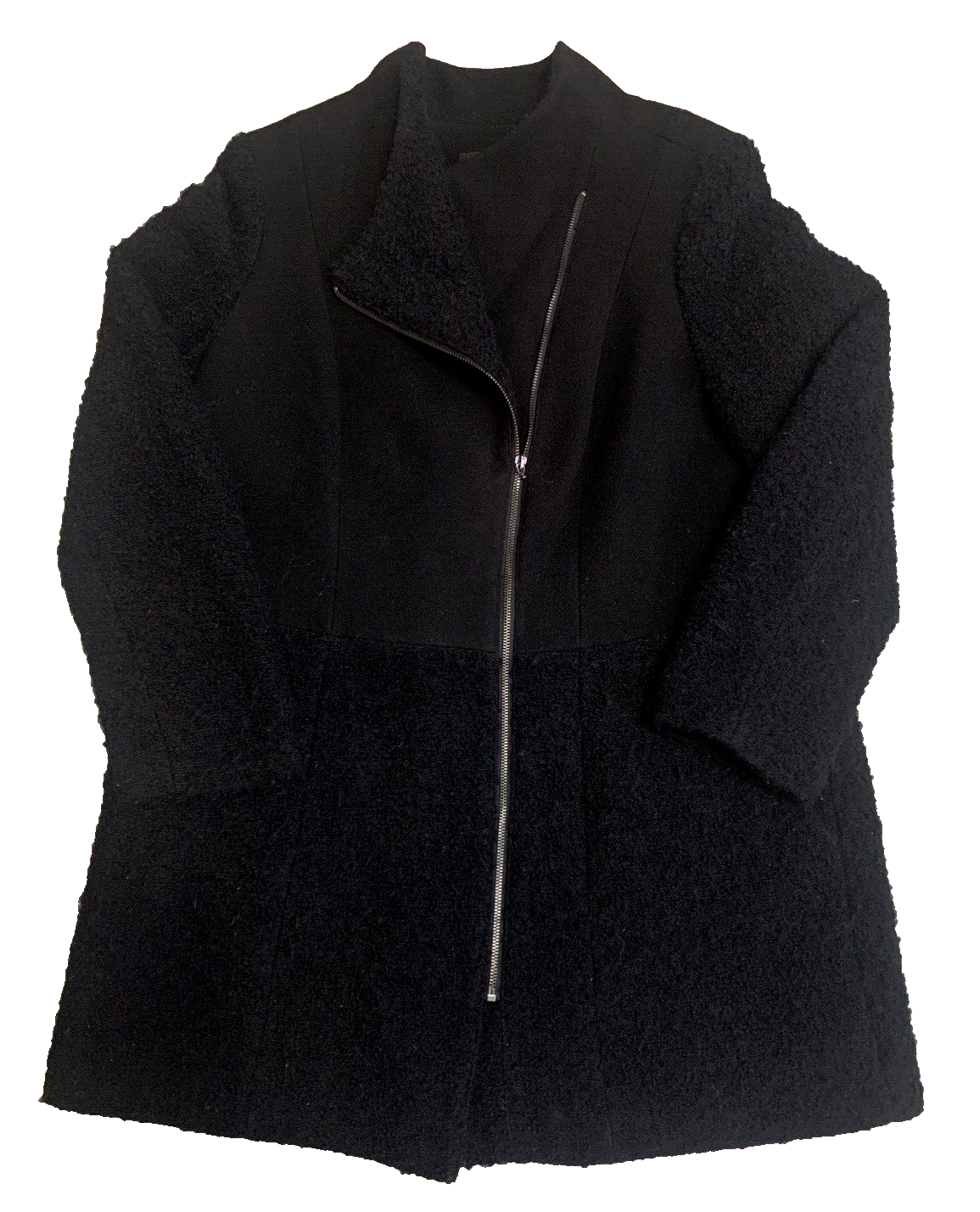 Alfani Long Coat Womens Medium Teddy Bear Fur Wool Blend Overcoat Winter Jacket