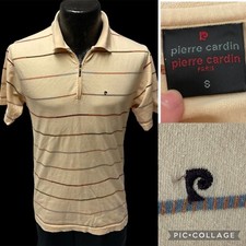 Vtg 80's Pierre Cardin Paris Cream Stripe Logo POLO SURFER Preppy 1/4 Zip Shirt