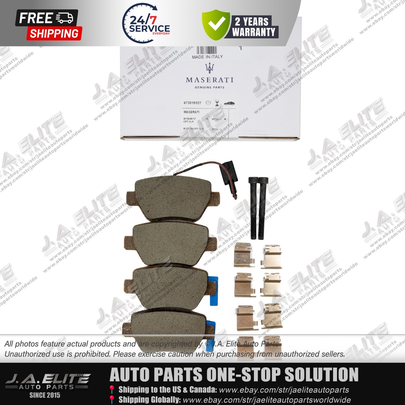 Genuine Rear Brake Pads Set for Maserati Ghibli Quattroporte (2 Piston Calipers)