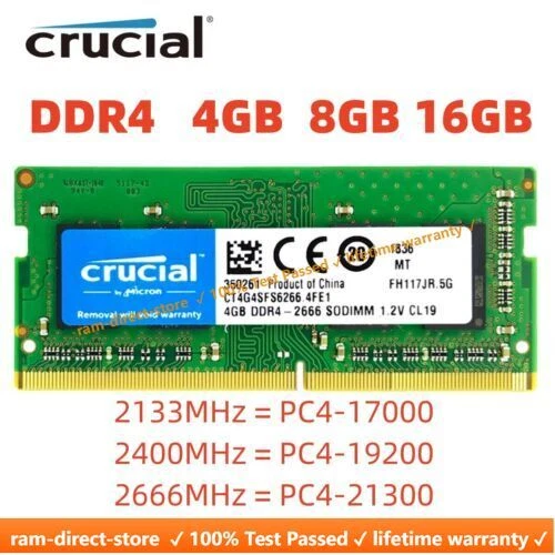 Crucial DDR4 Notebook RAM 4GB 8GB 16GB 2666 2133 3200 memory SODIMM Laptop  RAM