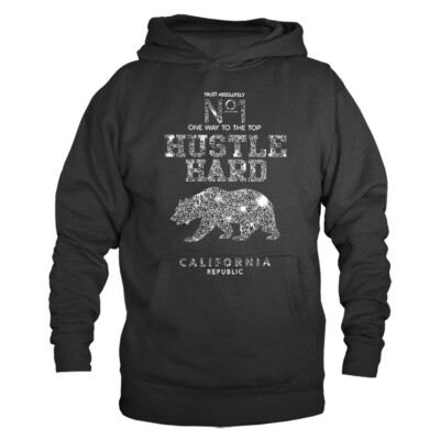 #1 HUSTLE HARD CALIFORNIA CALI BEAR Graphic Fleece Pullover Hoodie