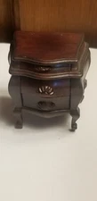 dollhouse miniature 3 drawer wood bombe chest French night stand
