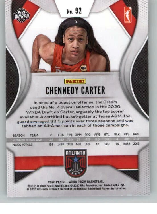 2020 Panini Prizm WNBA #92 Chennedy Carter (ref 126336) - Image 2 of 2
