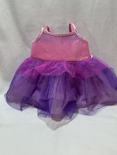 Build a Bear Dress Pink Purple Satin Pastel Tutu Fancy Outfit Sparkle