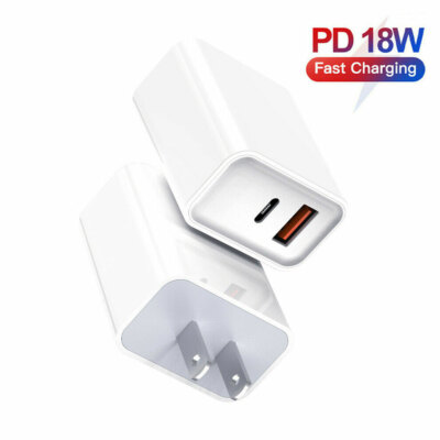 Premium 18W PD USB-C USB-A Fast Charger Adapter for Samsung Galaxy S20 S20+ Plus