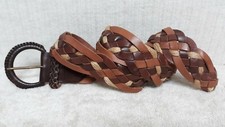HOLLISTER - DECORATIVE FASHION BELT - BROWN Leather - BRAIDED WOVEN - Size M / L