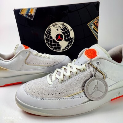Air Jordan US 13 Men White Sail Bone Orange Nike Retro 2 Low SP   DV7128 110 New