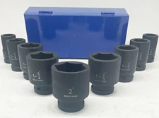 9 Pcs 1" Dr. Jumbo Deep Impact Socket Set SAE Sockets 6 Point Drive Cr-Mo