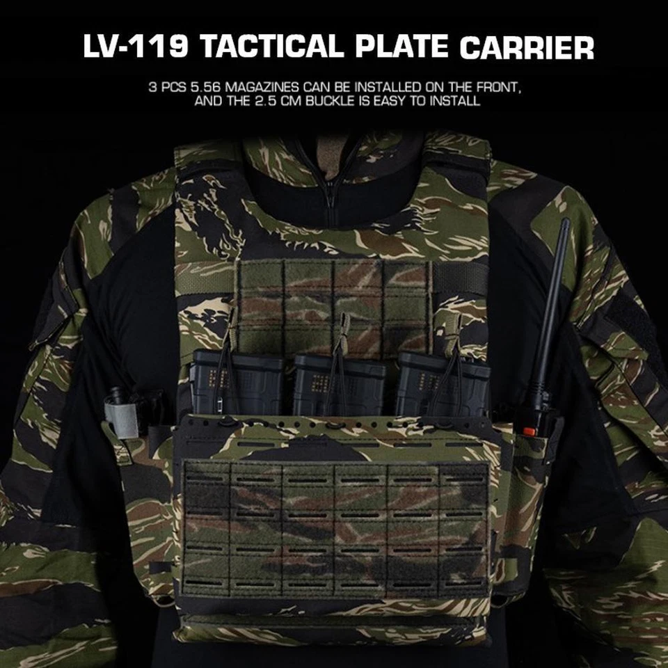 Chaleco de Caza Airsoft Ligero Llevar Tigre Rayas Estilo Ss Lv119 Placa 2 en 1 Foto 3 de 4