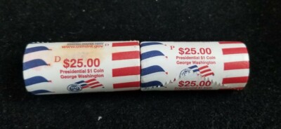 2007 P & D- George Washington Presidential $1-25 Coin Rolls. US Mint Packaging.