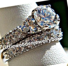 4tcw Classic Wedding Band Engagement Ring Set...