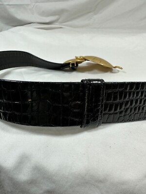 Genuine vintage ladies ALEXIS KIRK black leather belt with  display picture 2
