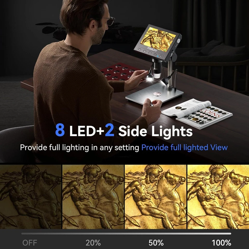 Microscopio Digital TOMLOV 4.3" 1000x Microscopio para Monedas USB Lupa Micro Mira Foto 4 de 4