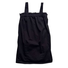 Everlane Medium Paper Bag Dress Black Cotton Mini Pockets Neutral Casual Summer