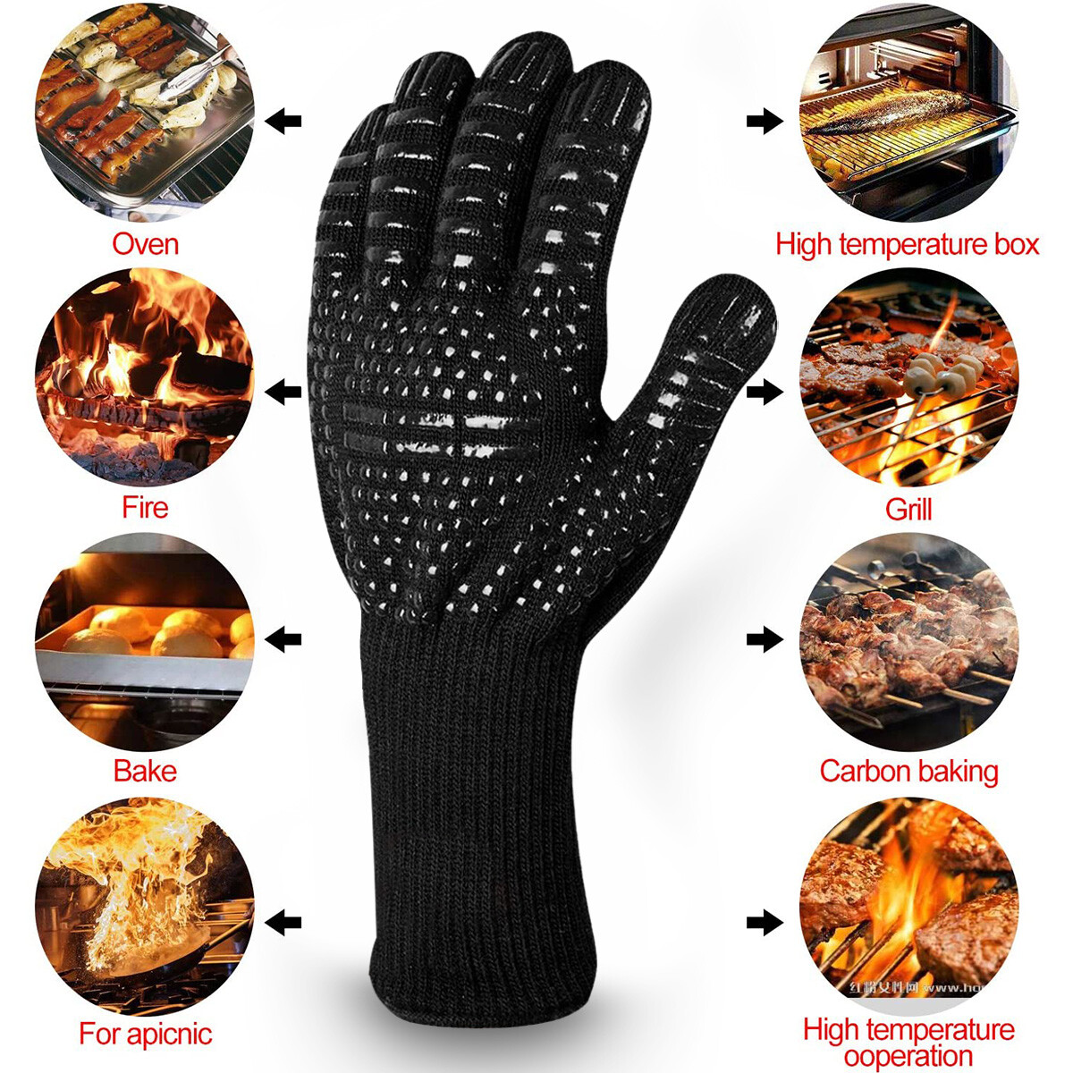Premium Silicone BBQ Grilling Gloves Washable Oven Mitt Hot Proof Heat  Resistant