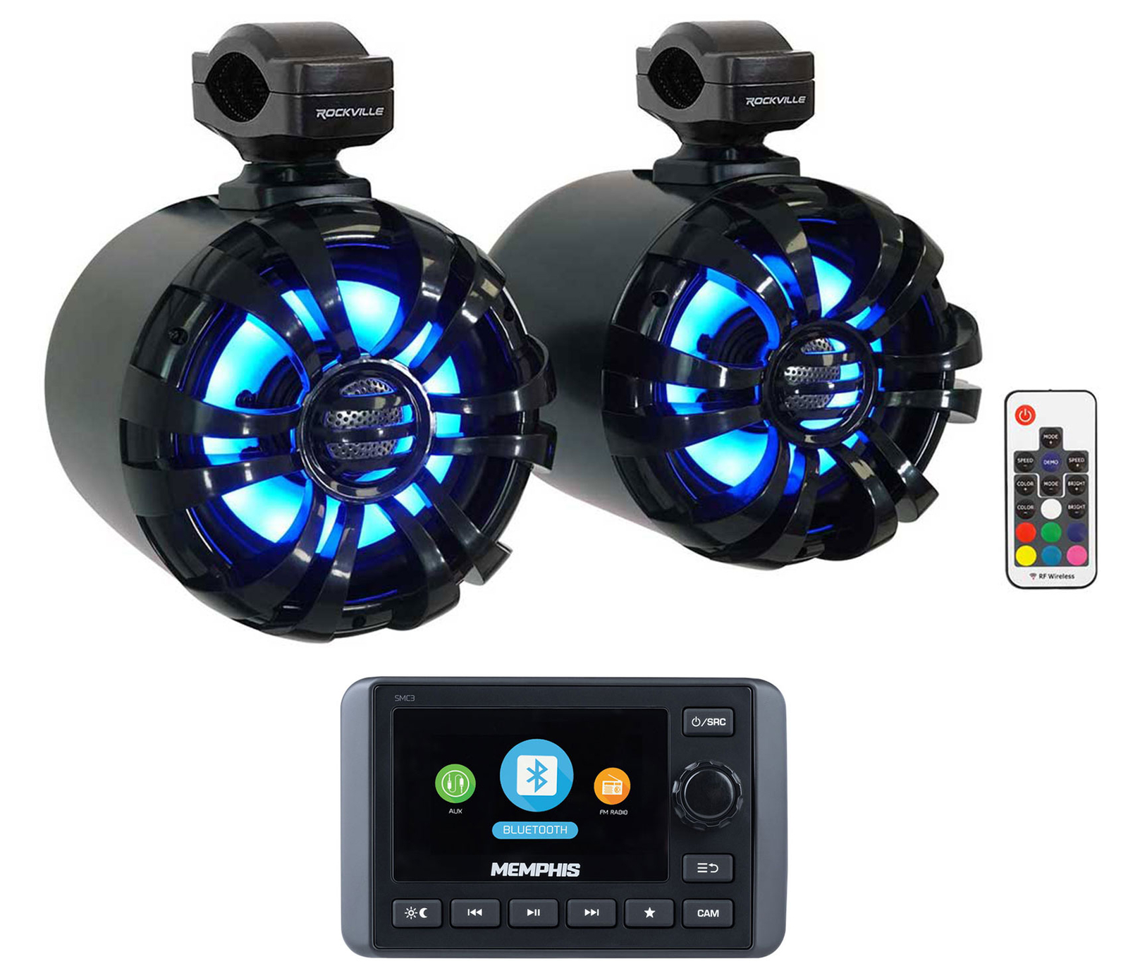 Многозонный морской Bluetooth-приемник Memphis SMC3 черные светодиодные динамики для вейкбординга