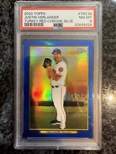 2020 Topps Turkey Red Chrome Justin Verlander #TRC-38 Blue Refractor #/50 PSA 8