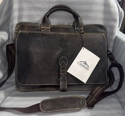Canyon Outback Leather Briefcase US Customs And Border Protection Seal Field Op