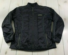 "mint" Olympia Moto Sports Full Zip Nylon Jacket Windbreaker Black Women's L C60