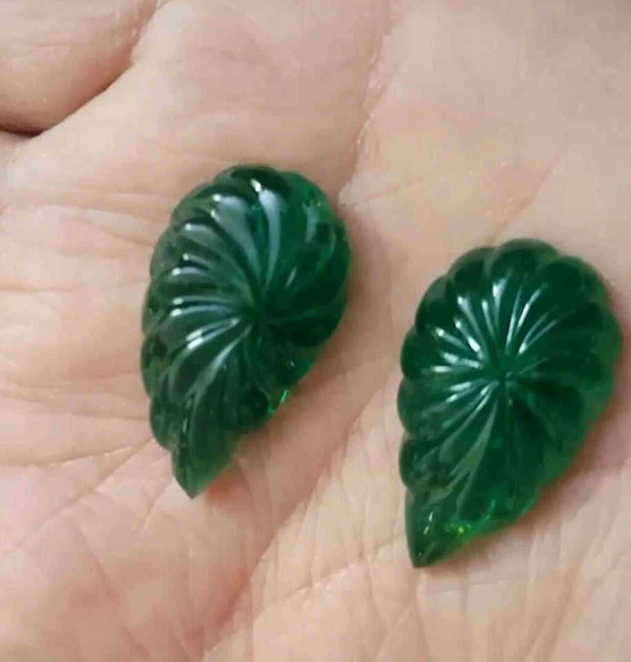 Emerald Gemstone Fancy Shape Handmade Carving Gemstone For Jewelry Making - Image 3 of 3