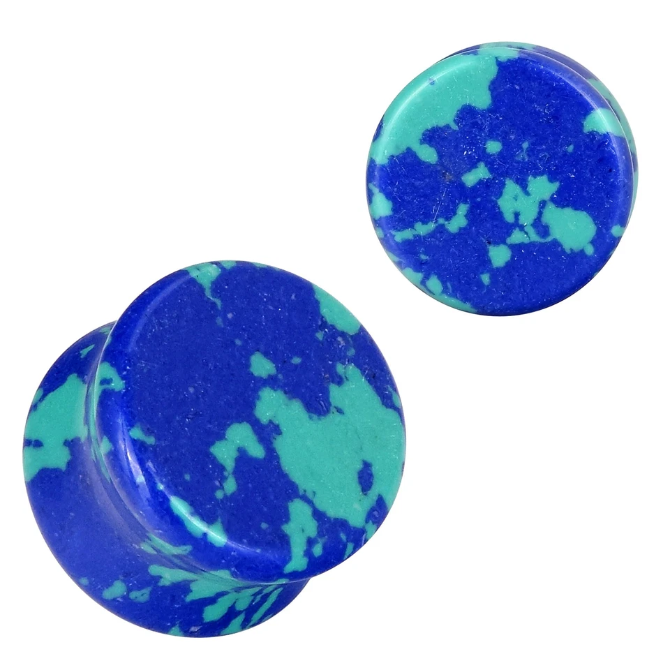 2* Natural Stone Saddle Ear Plugs Flesh Tunnels Double Flare Ear Gauges 2g-5/8" - Image 4 of 4