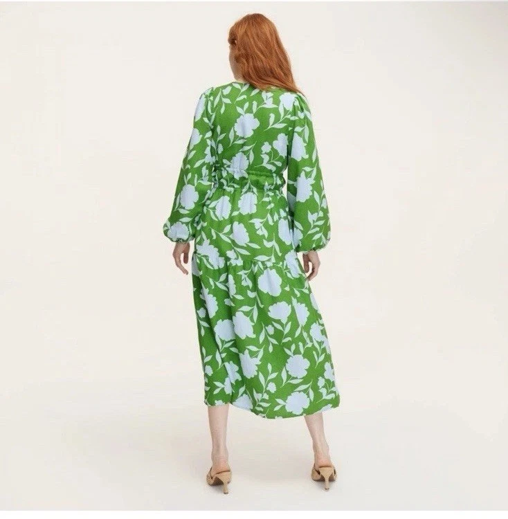 Maxi abito KATE SPADE NEW YORK x Target classico lino rosa manica lunga taglia MED