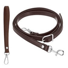 41-49 Inch Adjustable PU Leather Purse Strap with Wristlet, Dark Brown/Silver