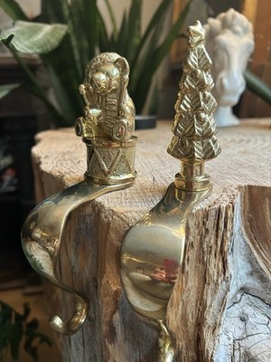 Solid Brass Christmas Stocking Holders Bear And Tree