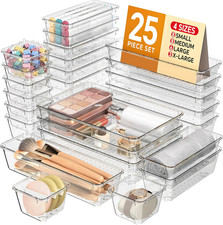 25 PCS Plastic Drawer Organizers Set, 4 Sizes Vanity Organizer Makeup and Desk