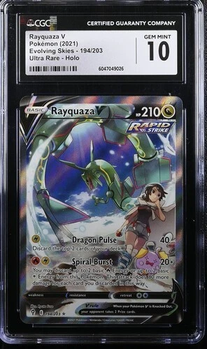 Rayquaza V 194/203 Ultra Rare - Evolving Skies CGC 10 GEM MINT