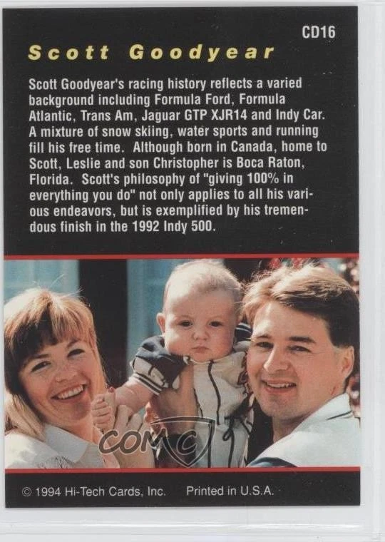 1994 Hi-Tech Indianapolis 500 Championship Drivers Group Scott Goodyear #CD16 - Image 2 of 2