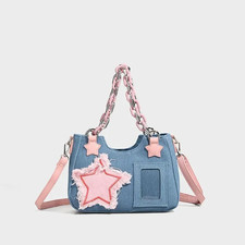 Denim Underarm Shopper Totes Large Capacity D...