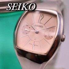 Seiko Lukia Dress Watch Quartz Womens 28mm Silver Pink Dial wrist 15cm