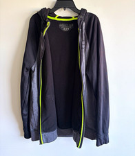 Fox Ractive Men s L Gray Black Full Zip Fleece Hooded Hoodie Pockets