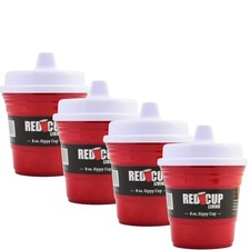 Red Cup Living Trainer Baby Sippy Cup 8 Oz BPA-Free Spill Proof-Pack of 4