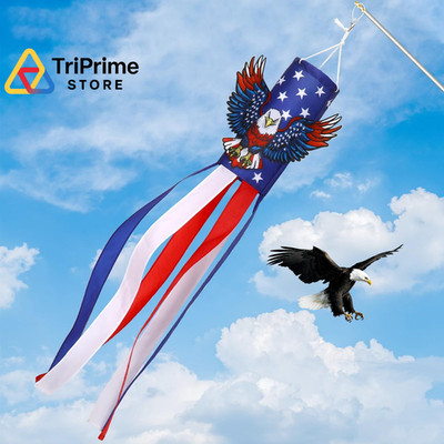 NOVWANG 40 Inch American Eagle Windsock, 4th of July Outdoor Red Blue White