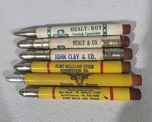 VTG Bullet Pencil Lot Kansas Livestock Farm Wichita Emporia Advertising