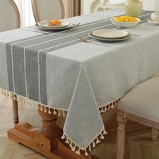 Waterproof Rectangle Tablecloth Rustic Spring Table Cloth Cotton Linen Wrinkle