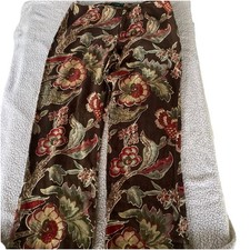 Vintage 90s Ralph Lauren Pants 16 LINEN Brown Floral Preppy Casual Business