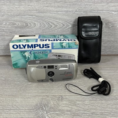 Olympus i100AF Kamera Film Silber mit Original Etui und Originalkarton funktioniert