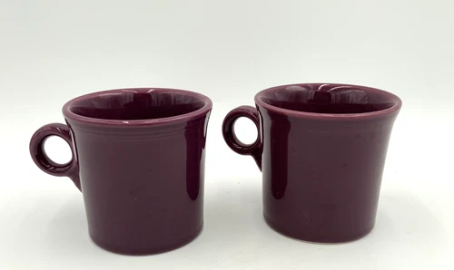 Pair of Fiesta Ware Mulberry Coffee Mugs O Ring Handle Homer Laughlin USA