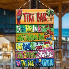 Tiki Bar Beach Patio Tiki Bar Accessor Tin Metal Signs Home D cor 8x12