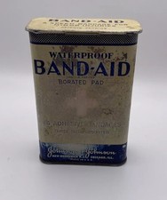 Johnson & Johnson Band-Aid Metal Tin Can Vintage