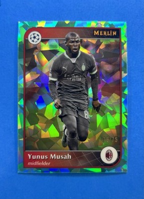 Yunus Musah - 2024-25 Topps UEFA Merlin Chrome Aqua Atomic Refractor /75 - USMNT