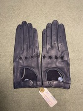 New Midnight Blue Leather Driving Gloves, Size 7 1/2  , Unlined By Burgos Gloves