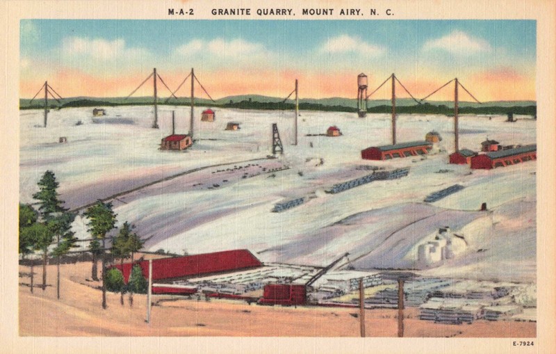 Mount Airy, North Carolina Postcard Granite Quarry c  1940+  P11