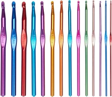 14PCS Aluminum Crochet Hooks Knitting Needles with Ergonomic Handles for