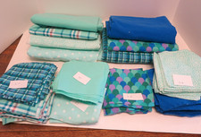 Flannel Squares Lot of 200  4 yds. Fabric Rag Quilt Green Blue 51/2" Handcut