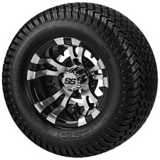 4  20x10-10 Lsi Elite Streetturf Tires On 10x7 Blackmachined Vampire Wheels